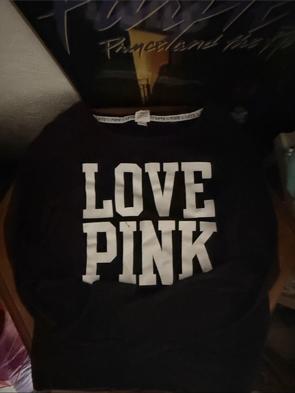 PINK Victoria's Secret Black Sweatshirt with White "LOVE PINK" Print